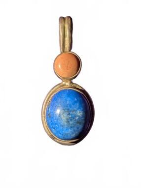 Vintage Sterling Silver Pendant with Blue and Red Stones
